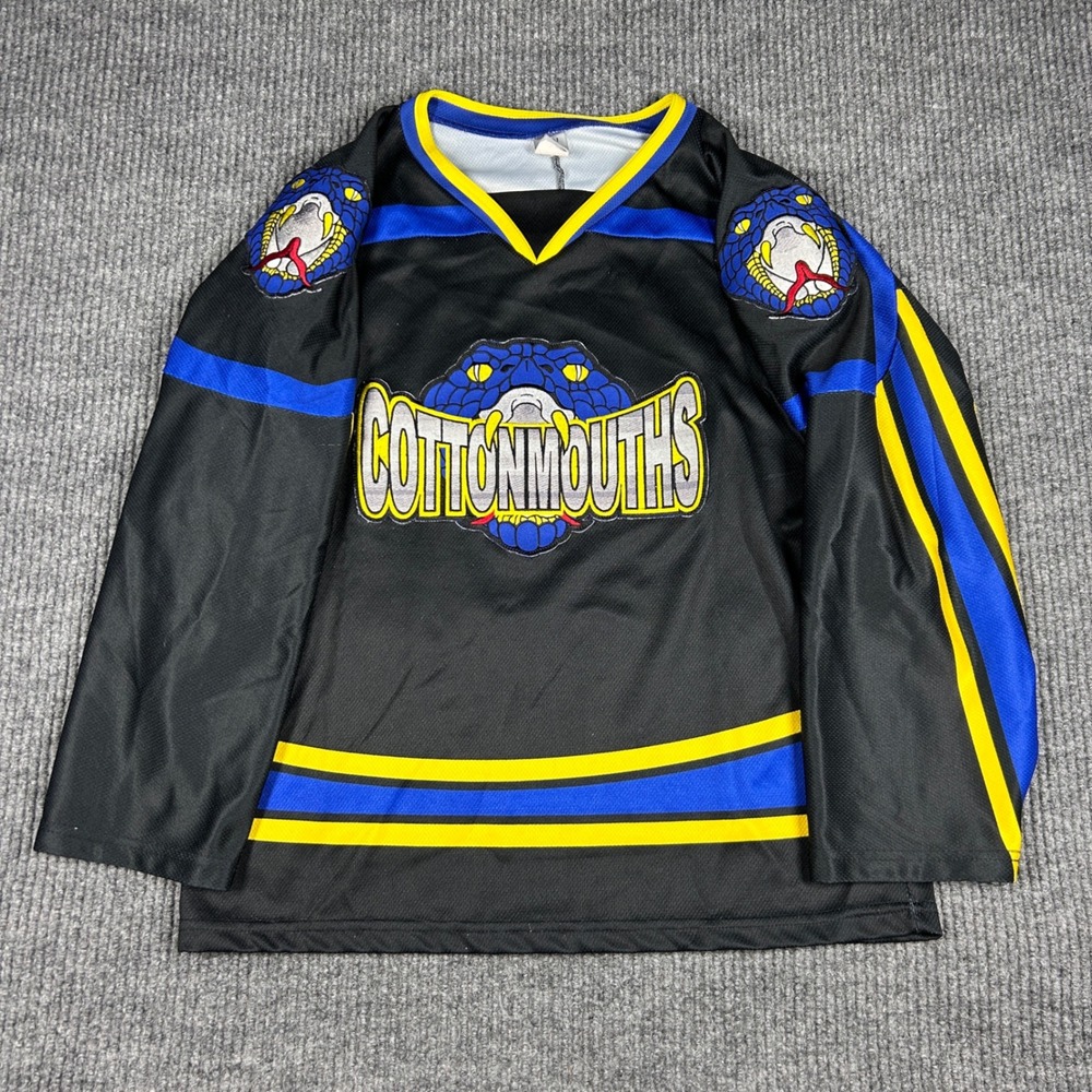OT Sports Columbus Cottonmouths Hockey Jersey Kids Youth Large Black Blue Yellow